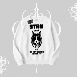 Catronaut Kedi Baskılı Biskilet Sweatshirt