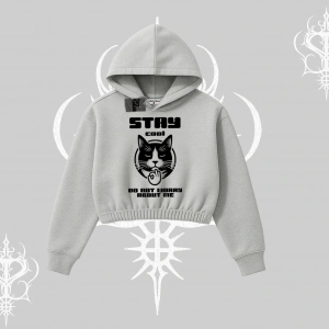 Catronaut Kedi Baskılı Kayık Yaka Sweatshirt