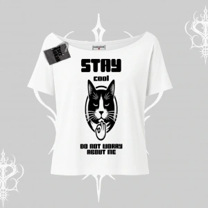 Catronaut Kedi Baskılı Kayık Yaka Tshirt