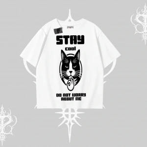 Catronaut Kedi Baskılı Oversize Tshirt