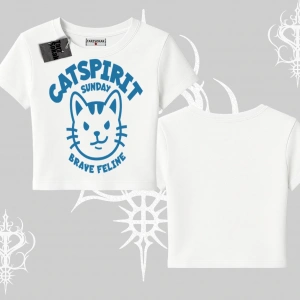 Catspirit Sunday Brave Feline Yazılı Kedi Baskılı Babby Tee Tshirt