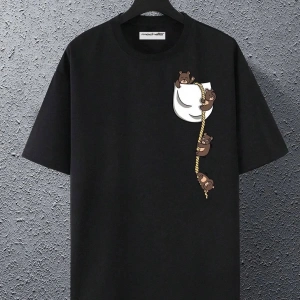 Cep Ayıcık Baskılı Oversize Unisex Pamuk