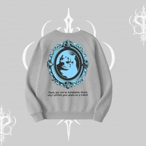 Çerçeveli Kedi Baskılı Biskilet Sweatshirt