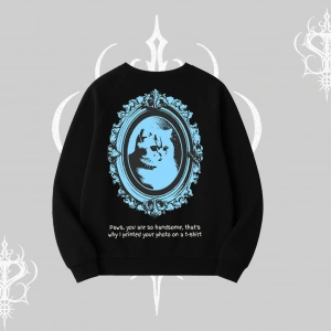 Çerçeveli Kedi Baskılı Biskilet Sweatshirt