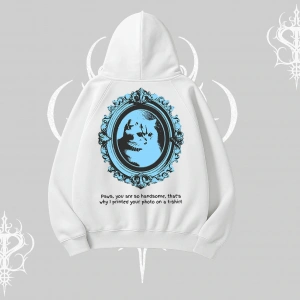 Çerçeveli Kedi Baskılı Kapşonlu Sweatshirt