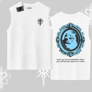 Çerçeveli Kedi Baskılı Kolsuz Tshirt