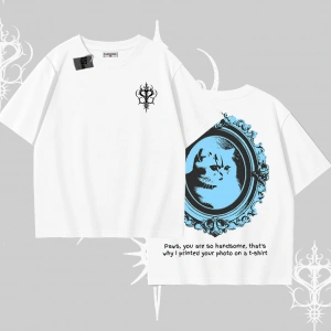 Çerçeveli Kedi Baskılı Oversize Tshirt