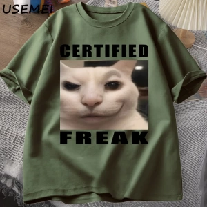 Certified Freak Cat Meme T Shirt Cotton Short Sleeve Match My Freak Hard T-shirts Casual O Ne 2897