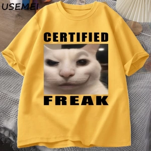 Certified Freak Cat Meme T Shirt Cotton Short Sleeve Match My Freak Hard T-shirts Casual O Ne