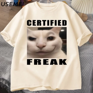 Certified Freak Cat Meme T Shirt Cotton Short Sleeve Match My Freak Hard T-shirts Casual O Ne