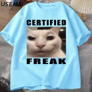 Certified Freak Cat Meme T Shirt Cotton Short Sleeve Match My Freak Hard T-shirts Casual O Ne