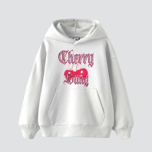 Cherry Gang Baskılı Oversize Unisex Beyaz