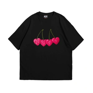 Cherry Nude Baskılı Oversize Unisex Premium Beyaz