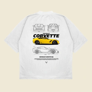 Chevrolet Corvette Baskılı Oversize Unisex Pamuklu Nefes Alan Kalın Kumaşlı
