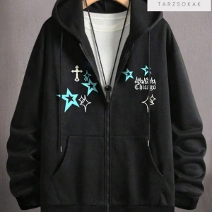 Chicago Star Sembol Sweatshirt Fermuarlı Hırka Siyah
