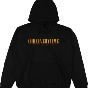 Chill Everytime Siyah Oversize Unisex Kapüşonlu Sweatshirt Hoodie