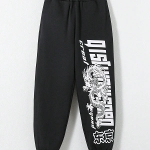 Chinese Dragon & Letter Graphic Eşofman Altı