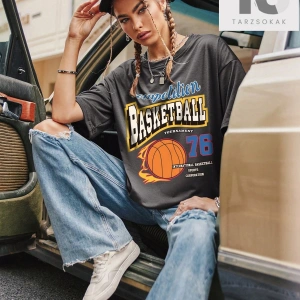 Çiçek Desenli Düşük Omuz Oversize Tişört