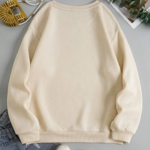 Çiçek Desenli Termal Astarlı Sweat Bej