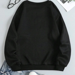 Çiçek Desenli Termal Astarlı Sweat Siyah