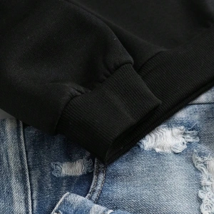 Çiçek Desenli Termal Astarlı Sweat Siyah