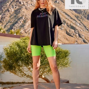 Çiçek Ve El Baskılı Düşük Omuz Oversize Tişört