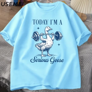 Ciddi Kaz Halter T Shirt Komik Spor Salonu Egzersiz baskılı tişört Hayvan Lover Tshirt Haraju 2885