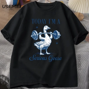 Ciddi Kaz Halter T Shirt Komik Spor Salonu Egzersiz baskılı tişört Hayvan Lover Tshirt Haraju 2885