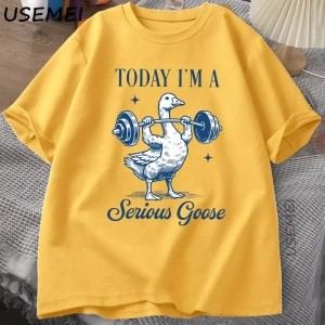 Ciddi Kaz Halter T Shirt Komik Spor Salonu Egzersiz baskılı tişört Hayvan Lover Tshirt Haraju 2885