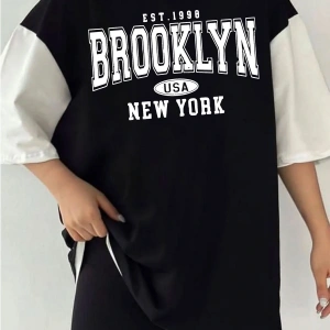 Çift Renk BROOKLYN 1898 Baskılı Unisex Tshirt