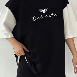 Çift Renk delicate  Baskılı Unisex Tshirt