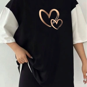 Çift Renk KALPLER  2 Baskılı Unisex Tshirt