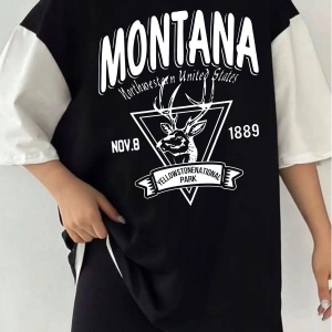 Çift Renk MİNİMAL MONTANA  2 Baskılı Unisex Tshirt