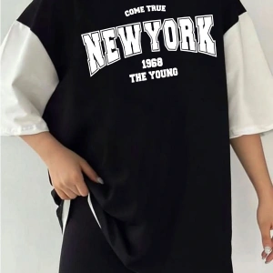 Çift Renk NEW YORK g Baskılı Unisex Tshirt
