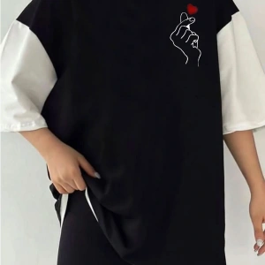 Çift Renk PEKİ KALP Baskılı Unisex Tshirt