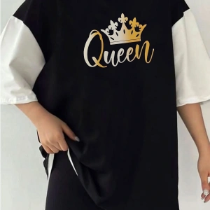 Çift Renk QUEEN Baskılı Unisex Tshirt