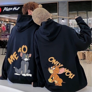 Çift Sevgili Siyah Only You 2li Sevgili Kombini Oversize Kapüşonlu Sweatshirt