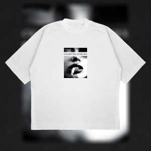 Cigarette After Baskılı Oversize Unisex Pamuklu Nefes Alan Kalın Kumaşlı