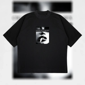 Cigarette After Sex Baskılı Oversize Unisex Pamuklu Nefes Alan Kalın Kumaşlı