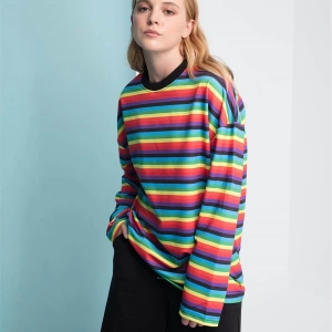 Çizgili Yuvarlak Yaka Kırmızı Sarı Sweatshirt Hoodie