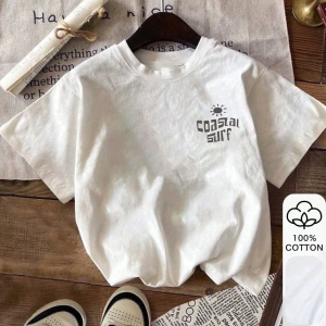 COASTAL SURF California Baskı Yazlık Bayan %100 Pamuklu Kısa Kollu, Günlük Kadın Giyim, Günlü