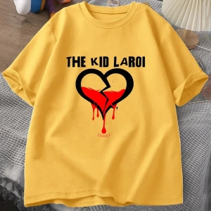 Çocuk Laroi T shirt pamuk kısa kollu O boyun Tshirt erkekler Streetwear boy T-shirt erkek kıs 3067