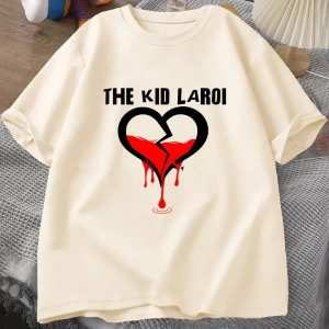 Çocuk Laroi T shirt pamuk kısa kollu O boyun Tshirt erkekler Streetwear boy T-shirt erkek kıs 3067