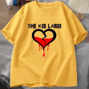 Çocuk Laroi T shirt pamuk kısa kollu O boyun Tshirt erkekler Streetwear boy T-shirt erkek kıs 3067