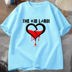 Çocuk Laroi T shirt pamuk kısa kollu O boyun Tshirt erkekler Streetwear boy T-shirt erkek kıs 3067