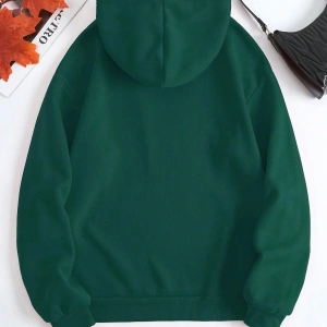 Coke serisi Cartoon Graphic Kangaroo Pocket Drawstring Thermal Lined Hoodie