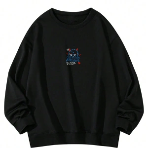 Coke serisi Cartoon & Letter Graphic Drop Shoulder Oversized Pullover