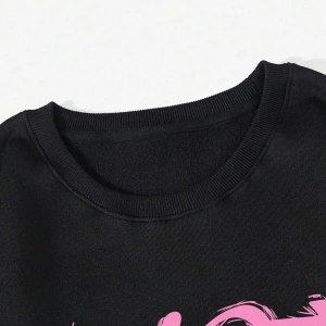 Coke serisi Coolane Figure & Slogan Graphic Thermal Lined Sweatshirt