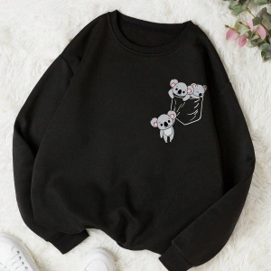Coke serisi Koala Print Thermal Lined Sweatshirt