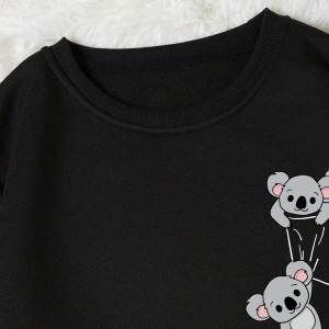 Coke serisi Koala Print Thermal Lined Sweatshirt